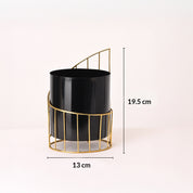VON CASA Plant Pot with Stand – Golden & Black Gloria Design