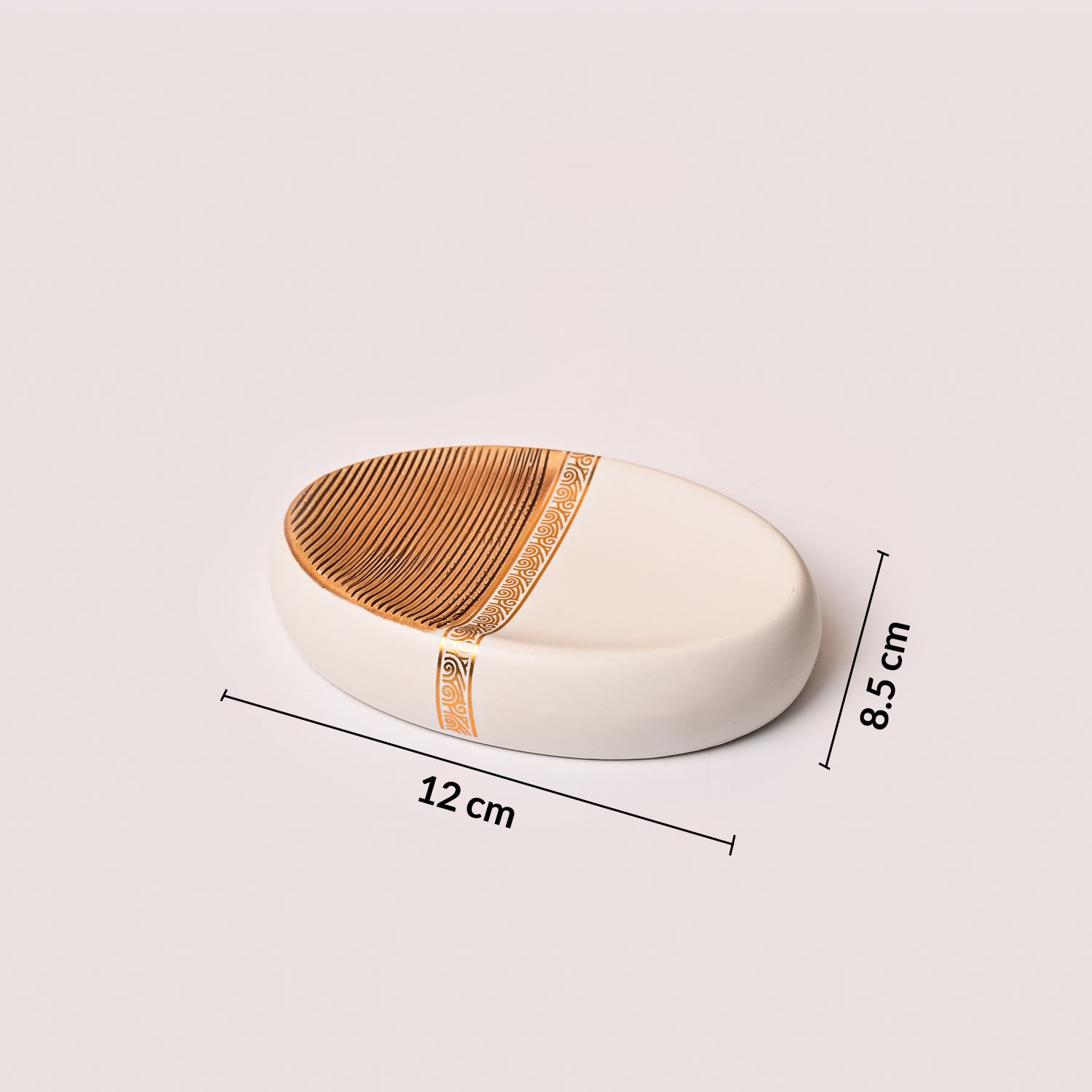 Bathroom Accessory Set (Golden & White, Ceramic – 4 Pc)