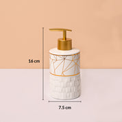 Bathroom Accessory Set (White with Brown, Ceramic – 4 Pc)