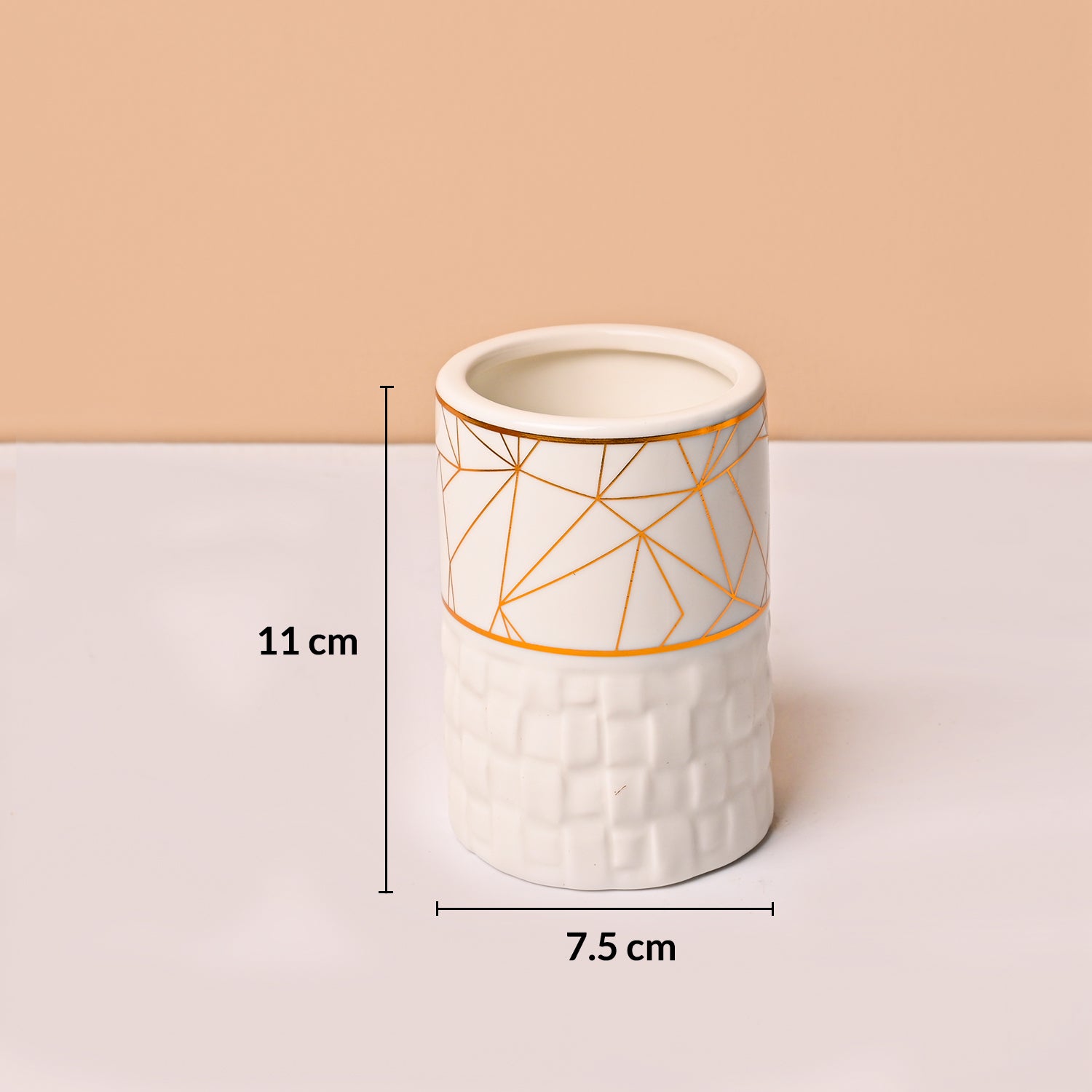 Bathroom Accessory Set (White with Brown, Ceramic – 4 Pc)