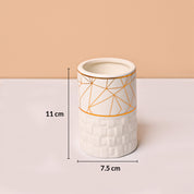 Bathroom Accessory Set (White with Brown, Ceramic – 4 Pc)