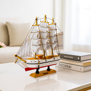 Decorative Boat (Wooden, Red & White – Nautical Design)