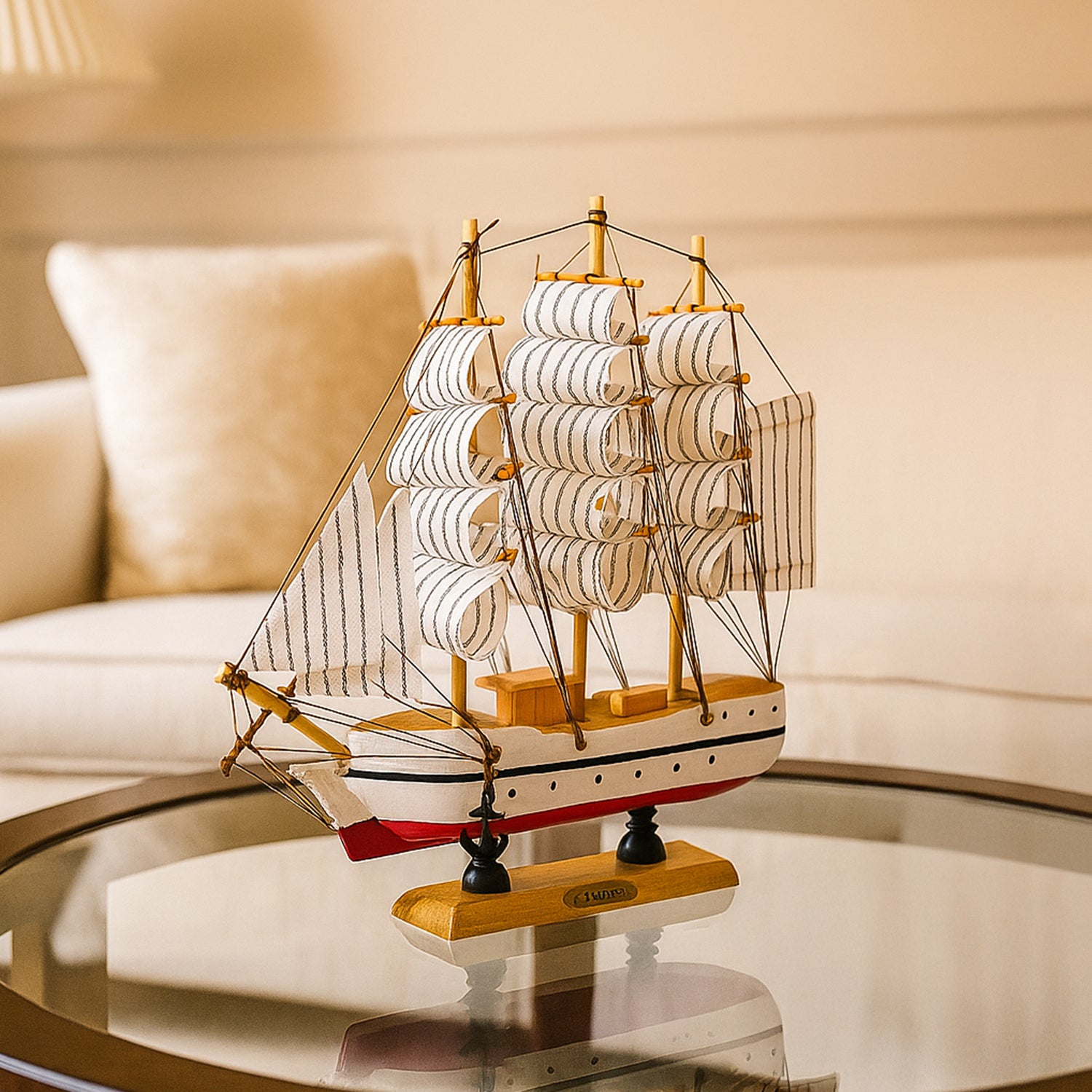 Decorative Boat (Wooden, Red & White – Nautical Design)