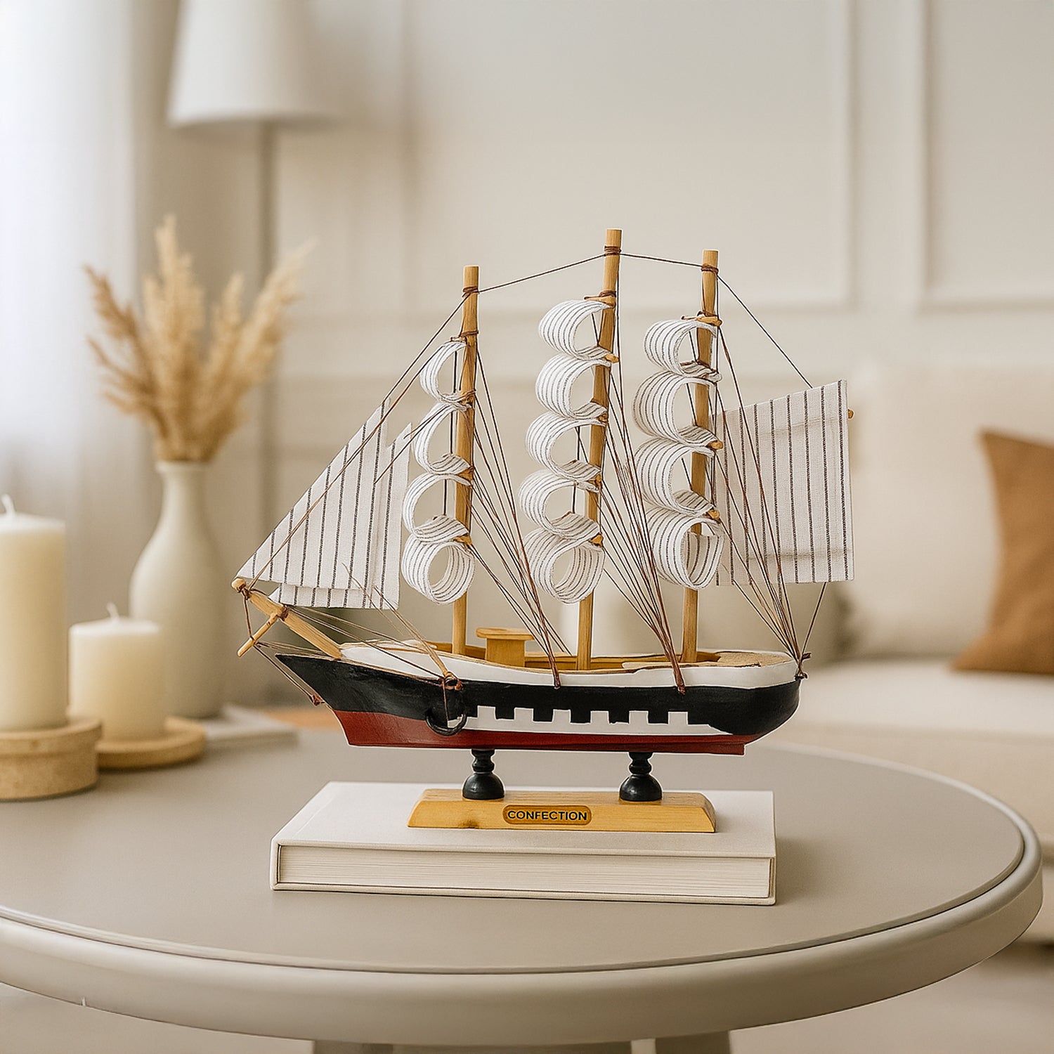 Decorative Wooden Boat – Multi-Colour