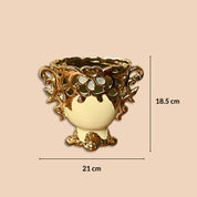 Cream and Gold Ceramic Rococo Vase