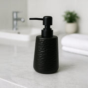 Matte Black Wavy Hammered Ceramic Soap Dispenser