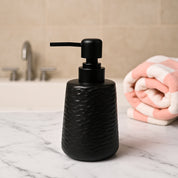 Matte Black Wavy Hammered Ceramic Soap Dispenser