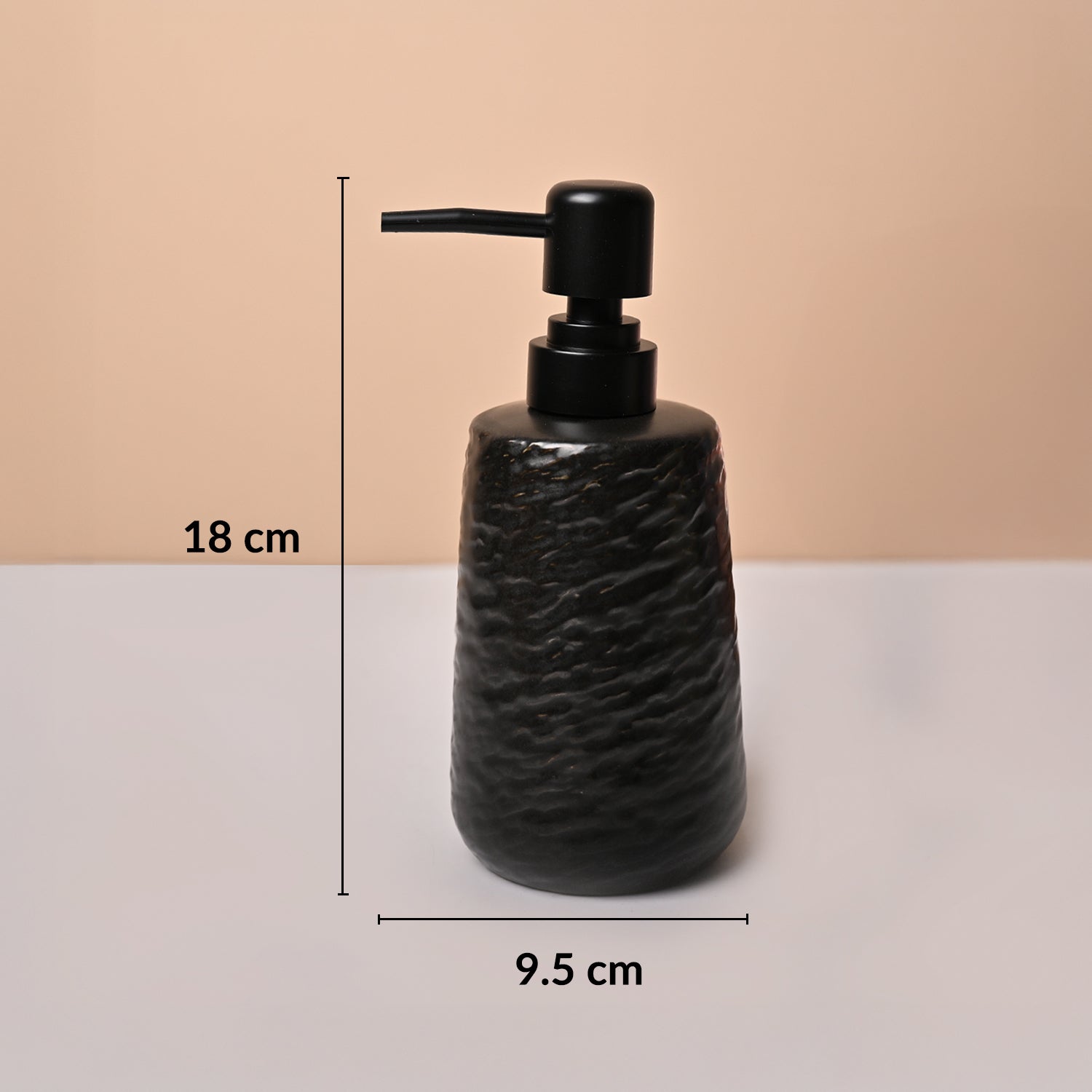 Matte Black Wavy Hammered Ceramic Soap Dispenser