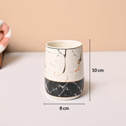 Ceramic Bathroom Set of 4 – White & Black Marble Finish