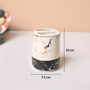 Ceramic Bathroom Set of 4 – White & Black Marble Finish