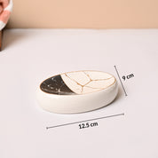 Ceramic Bathroom Set of 4 – White & Black Marble Finish