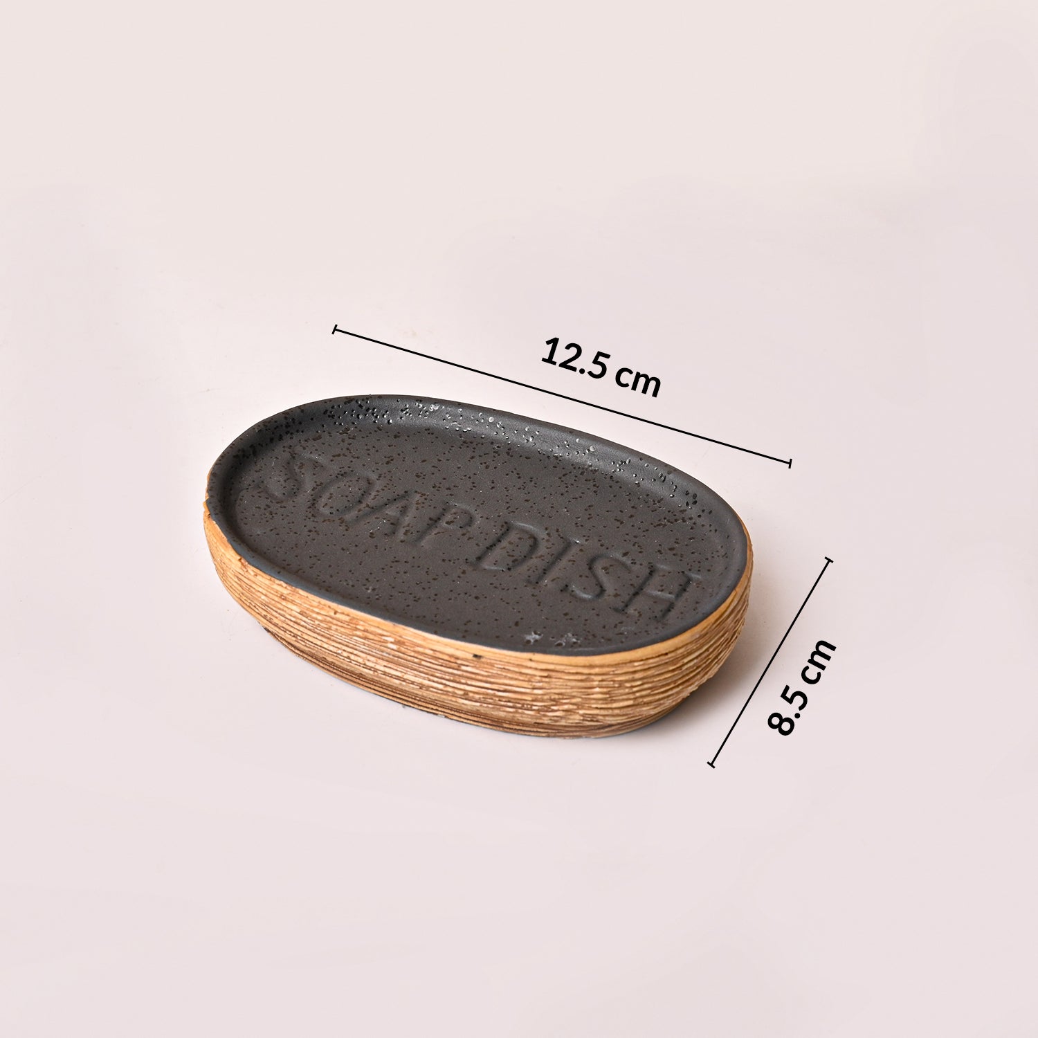 Ceramic Bathroom Set of 4 – Black & Brown Wooden Elegance