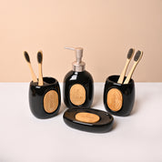 Ceramic Bathroom Set of 4 – Black Classic Glossy Finish