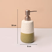 Bathroom Set (Set of 4) – White & Green Ceramic