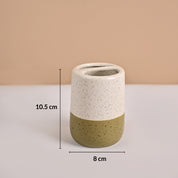 Bathroom Set (Set of 4) – White & Green Ceramic