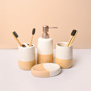 Bathroom Set (Set of 4) – White & Cream Ceramic