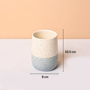 Bathroom Set (Set of 4) – White & Blue Ceramic