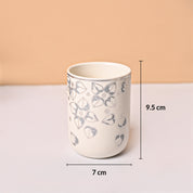 Bathroom Set (Set of 4) – White & Grey Ceramic (Leaf Design)