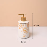Bathroom Set (Set of 4) – White & Golden Ceramic (Leaf Design)