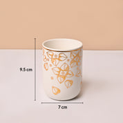 Bathroom Set (Set of 4) – White & Golden Ceramic (Leaf Design)