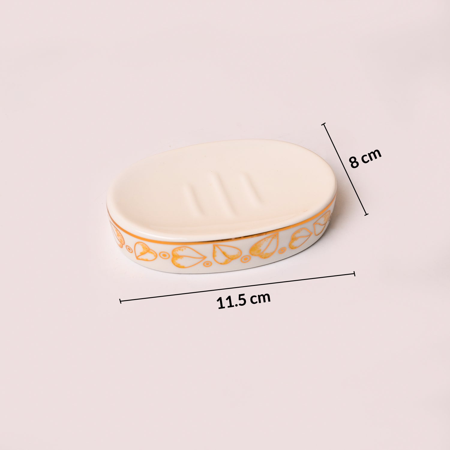 Bathroom Set (Set of 4) – White & Golden Ceramic (Leaf Design)
