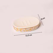 Bathroom Set (Set of 4) – White & Golden Ceramic (Leaf Design)