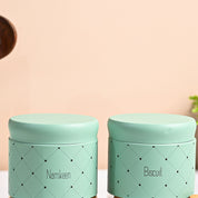 VON CASA Turquoise Argyle Biscuit & Namkeen Jar Set