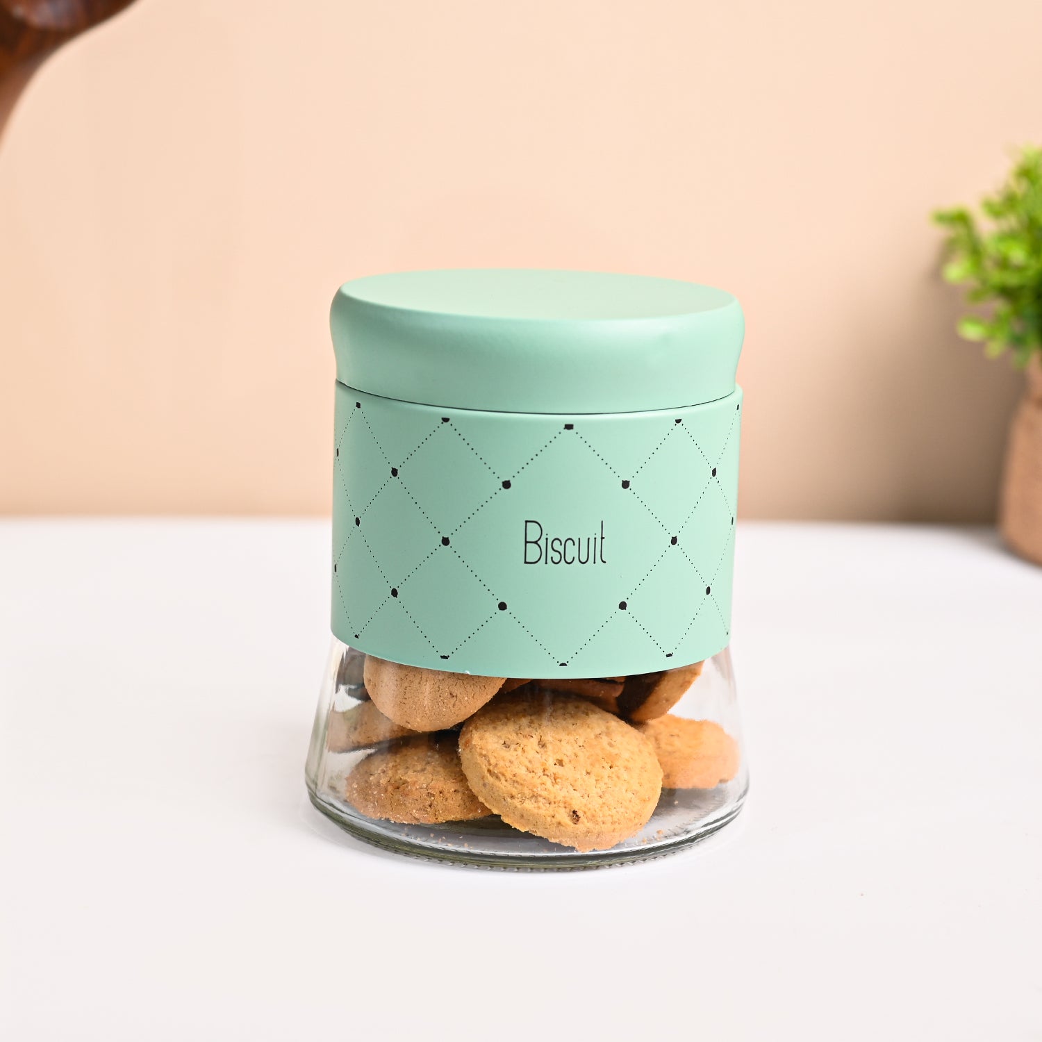 VON CASA Turquoise Argyle Biscuit & Namkeen Jar Set