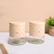 VON CASA Peach Argyle Chai & Cheeni Jar Set
