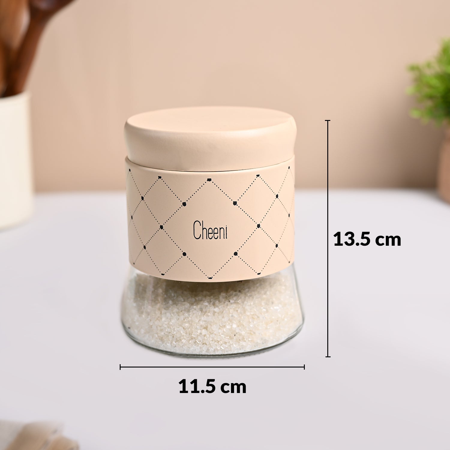 VON CASA Peach Argyle Chai & Cheeni Jar Set