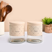 VON CASA Peach Argyle Biscuit & Namkeen Jar Set
