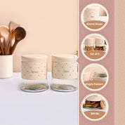 VON CASA Peach Argyle Biscuit & Namkeen Jar Set