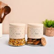 VON CASA Peach Argyle Biscuit & Namkeen Jar Set