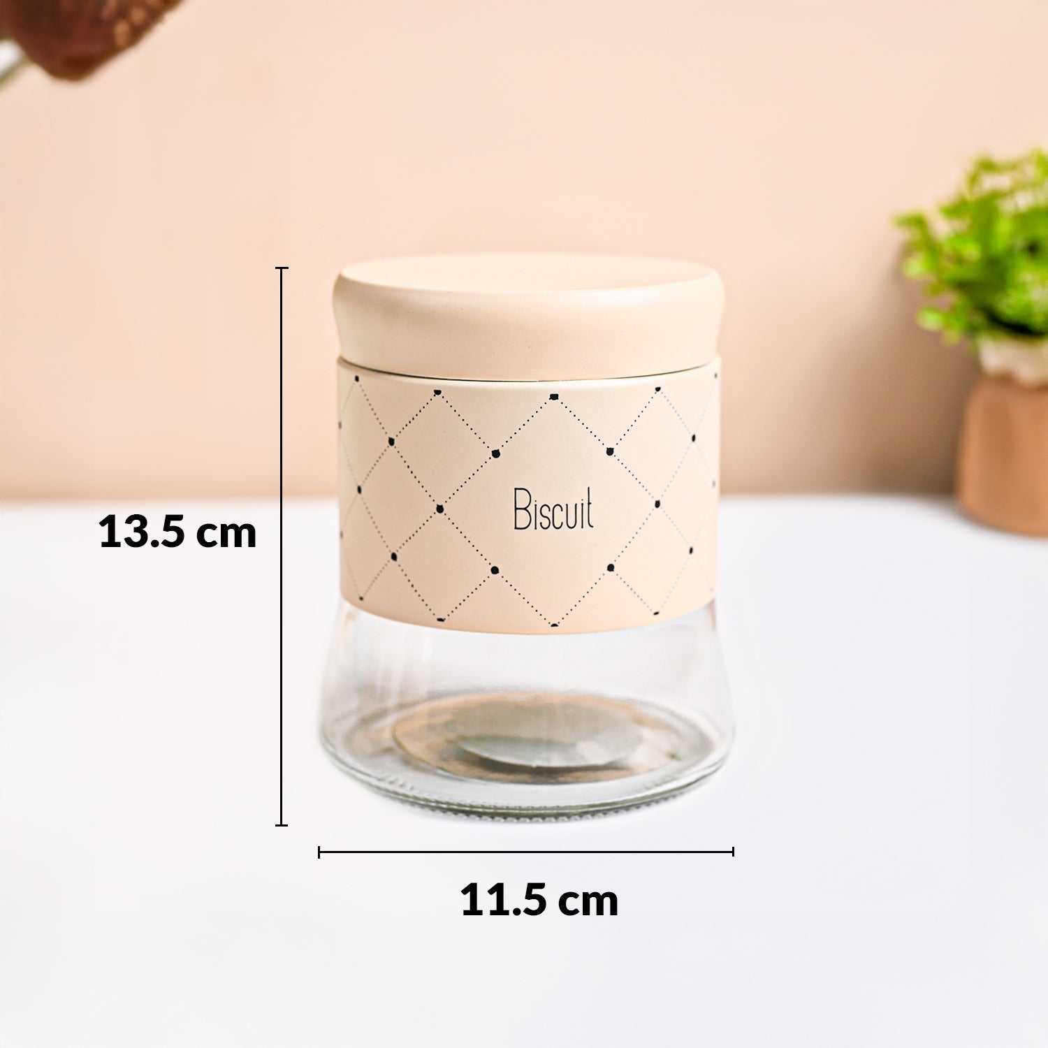 VON CASA Peach Argyle Biscuit & Namkeen Jar Set