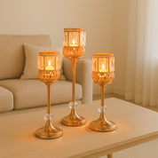 VON CASA Golden Filigree T-Light Holder - Set of 3