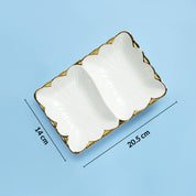 VON CASA Scalloped Ceramic Dish With 2 Compartment