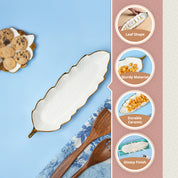 VON CASA Scalloped Ceramic Leaf Dish