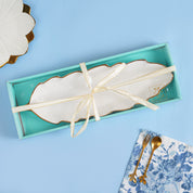 VON CASA Scalloped Ceramic Leaf Dish