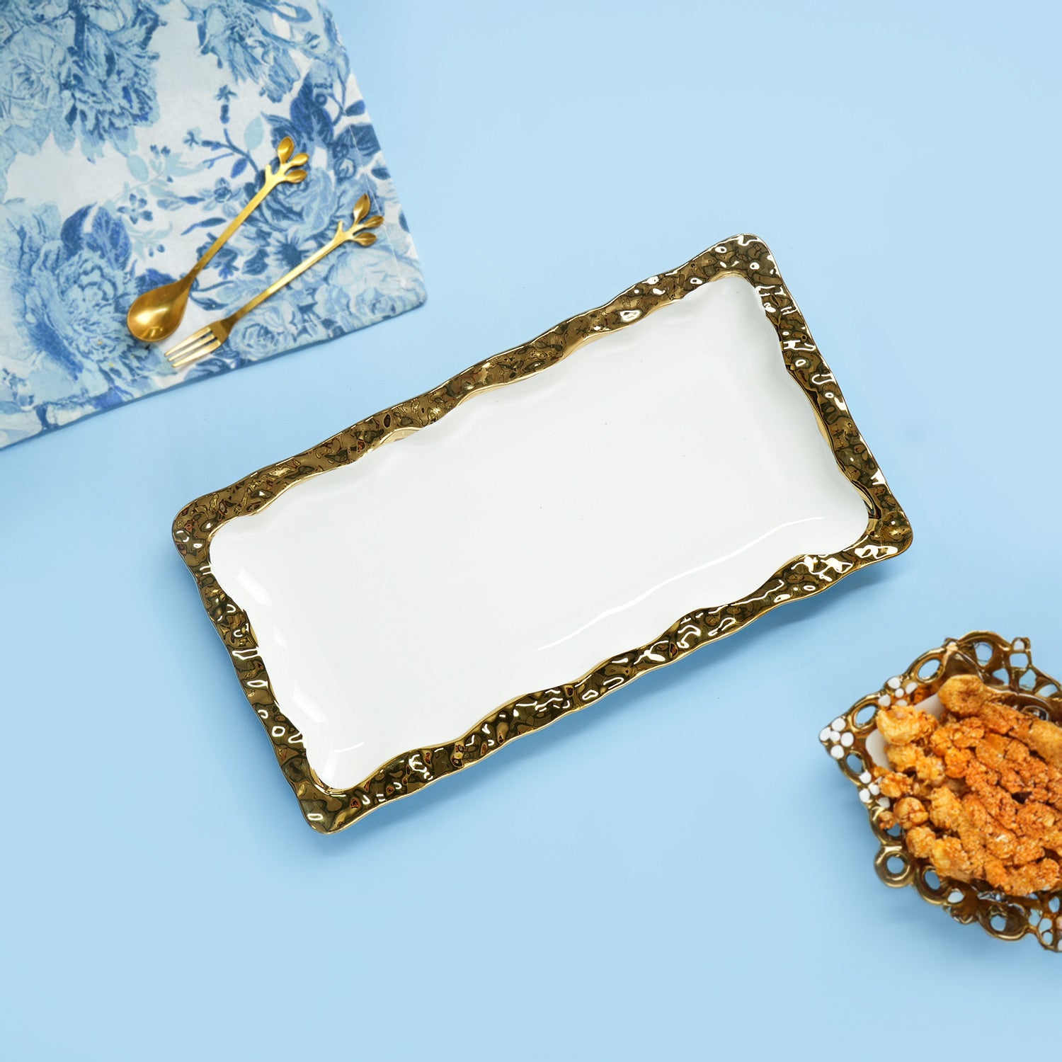 VON CASA Scalloped Ceramic Rectangular Dish