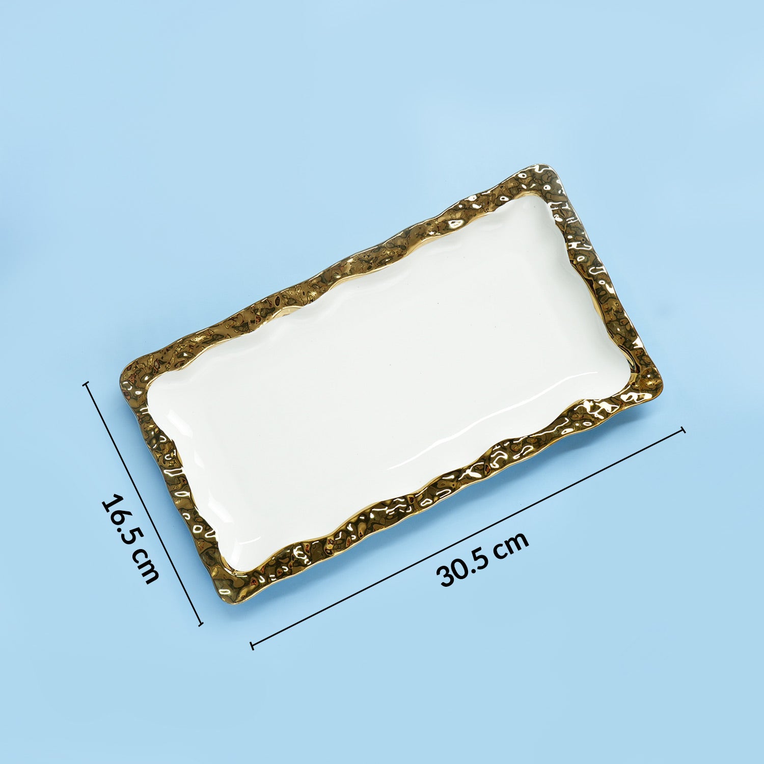 VON CASA Scalloped Ceramic Rectangular Dish