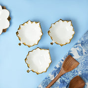 VON CASA Scalloped Ceramic Leaf Bowl Gift Set (Set Of 3)