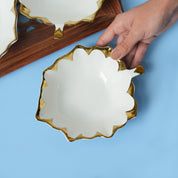 VON CASA Scalloped Ceramic Leaf Bowl Gift Set (Set Of 3)