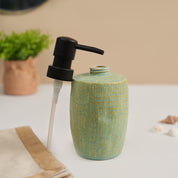 VON CASA Teal Green Wave Ceramic Bathroom Set (Set Of 2)