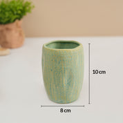 VON CASA Teal Green Wave Ceramic Bathroom Set (Set Of 2)