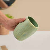 VON CASA Teal Green Wave Ceramic Bathroom Set (Set Of 2)
