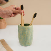 VON CASA Teal Green Wave Ceramic Bathroom Set (Set Of 2)