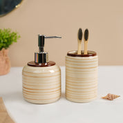 VON CASA Fine-Lined Ceramic Bathroom Set (Set Of 2)
