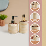 VON CASA Fine-Lined Ceramic Bathroom Set (Set Of 2)