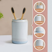 VON CASA Fine-Lined Ceramic Tooth Brush Holder (White)