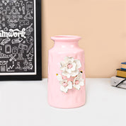 MARKET99 Pink Ceramic Floral Appliques Design with Glossy Finish